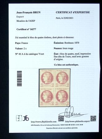 N°40Ad 2c brun-rouge Report 1 impression fine de