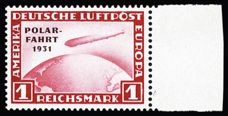 1931 Zeppelins "Polar Fahrt", never hinged marginal