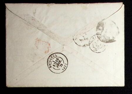 1870-71 3c Green and 6c rose tied by mute "star" pmk