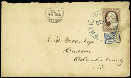 1847 Blood & Co City Dispatch cover to Hudson / NY