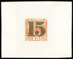 1869 Landing of Columbus 15c, type I, sunken die proof