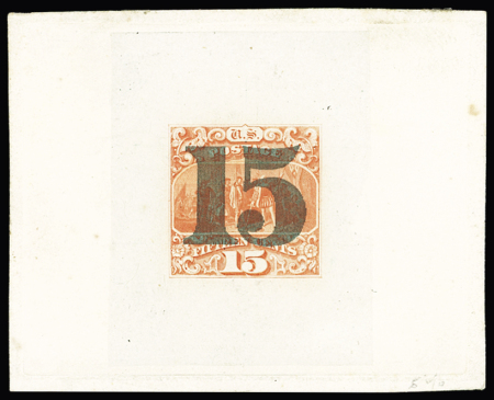 1869 Landing of Columbus 15c, type I, sunken die proof