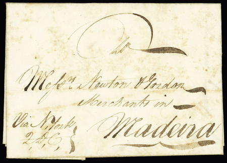 1762 Folded entire from Antigua to Madeira, sent via