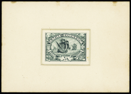 1898 Vasco de Gama 1/2a green sunken die proof, tiny