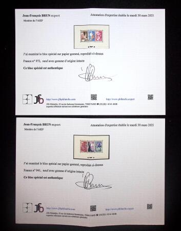 N° 941 et 970 à 974, production de luxe sur 2 feuillets,