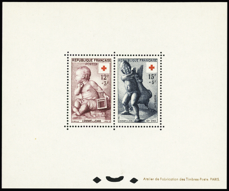 N° 1048 et 1049, Croix rouge 1955, TTB, RR, tirage