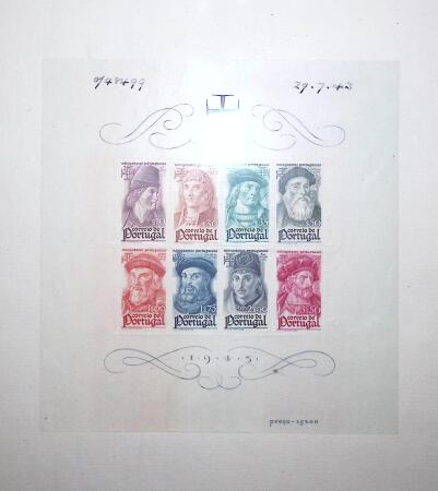 1945 Portuguese Navigators, proof sheets from the printer's