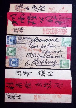 1916-17, Three registered Red-Band covers to Haiphong/Tonkin,