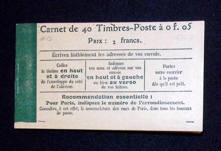N° 137-C 7, 40 timbres à 0f.05. 2ème page de couverture