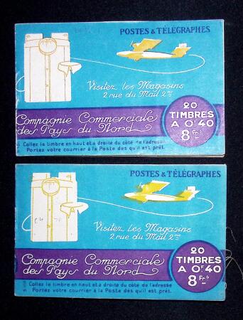 Lot de 2 carnets n°193-C 1, 40c Semeuse brun-olive