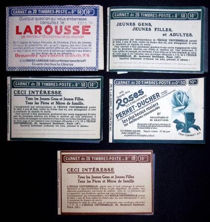 Lot de 5 carnets : n°199-C 70 (S238 - adhérences)