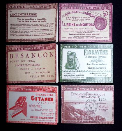 Lot de 6 carnets : n°257-C 8 (S163 SA - quelques adhérences)