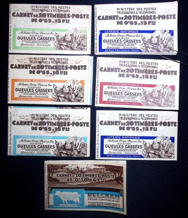 Lot de 7 carnets : n°365-C 7 (S34 - timbres collés)