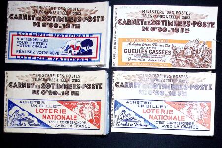 Lot de 4 carnets avec diverses couv Loterie nationale