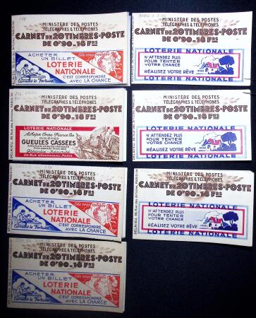 Lot de 7 carnets avec diverses couv Loterie nationale