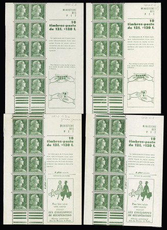 Lot de 4 carnets 12F Muller vert : 1010-C 1/ 1010-C