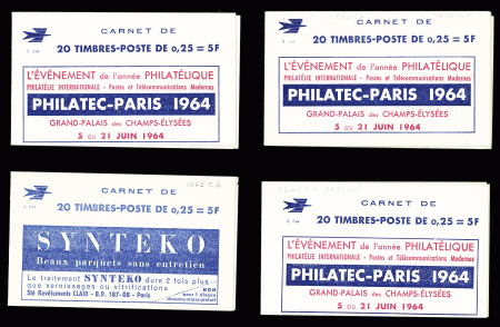 Lot de 4 carnets 1263-C 4 avec bandelettes pubs Philatec
