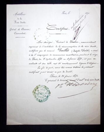 11 lettres et documents sur la Guerre de 1870 dont