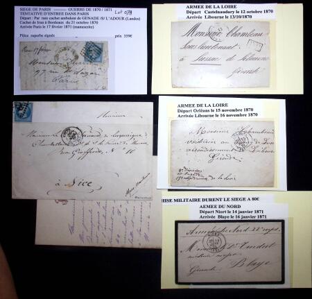 11 lettres et documents sur la Guerre de 1870 dont