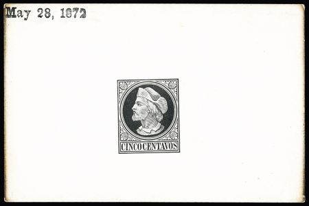 1872 De La Rue 5 centavos die proof on card of unadopted