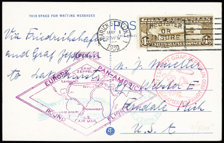 1930 Zeppelin card sent via Friedrichshafen in Germany