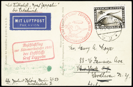 1930 "Südamerikafahrt" 4RM brown on card to New York,
