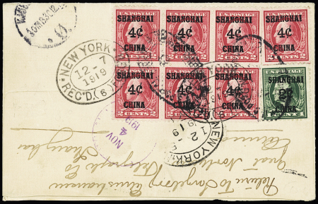 SHANGHAI: 1919 Registered cover to Denmark bearing