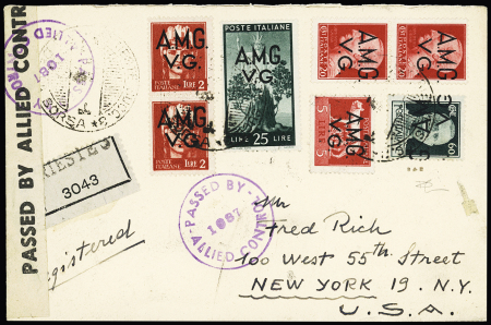 VENETIA GIULIA : 1946 Censored cover to New York franked