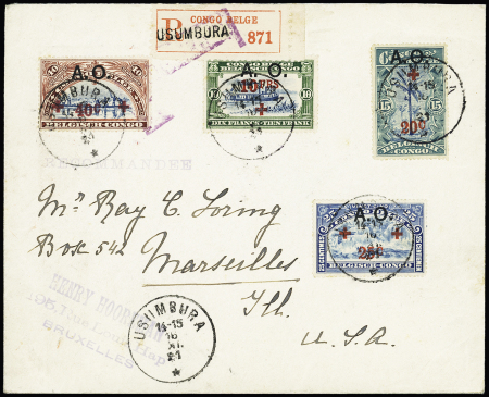 1918 Complete Red Cross set on two regsitered covers
