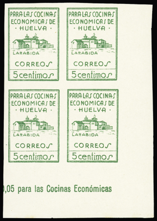 1936 "Huelva": 5c green, 5c brown, 5c lilac and 5c