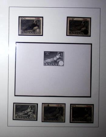 1930 Goya, "La Maja Desnuda", lot of 8 proofs of different