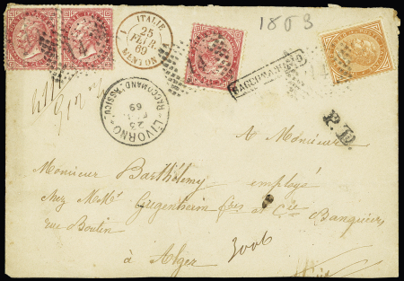 1869 Registered & insured cover to Algeria franked