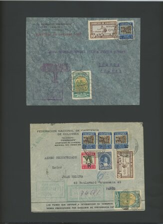 1935 Barranquila III Olimpiada, lot de 17 lettres dont un devant, toutes affranchies de timbres de cette émission