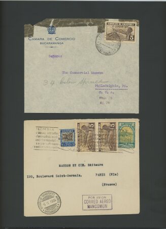1935 Barranquila III Olimpiada, lot de 17 lettres dont un devant, toutes affranchies de timbres de cette émission