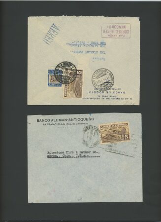 1935 Barranquila III Olimpiada, lot de 17 lettres dont un devant, toutes affranchies de timbres de cette émission