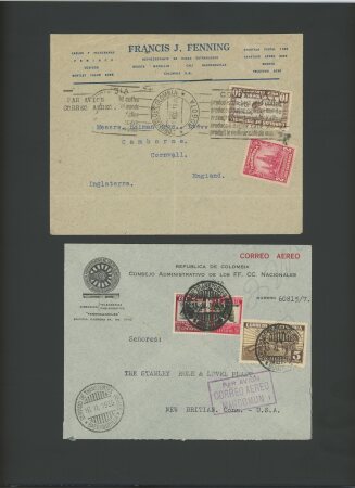1935 Barranquila III Olimpiada, lot de 17 lettres dont un devant, toutes affranchies de timbres de cette émission