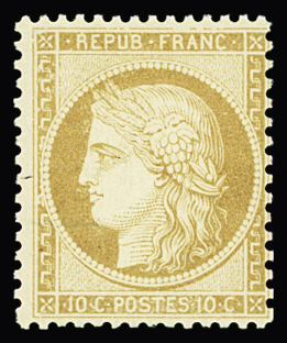 N° 36 10c bistre-jaune, fraîcheur postale, TTB. Signé