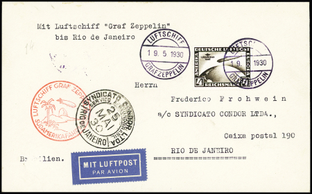1930 "Südamerikafahrt" 4RM brown on cover from Friedrichshafen