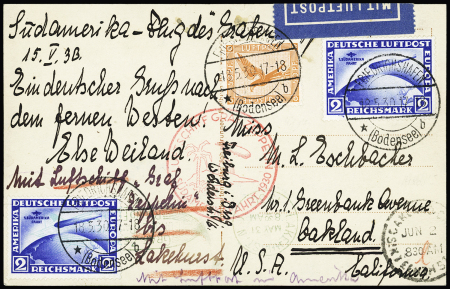 1930 "Südamerikafahrt" 2RM blue(2) plus Eagle 50Pf