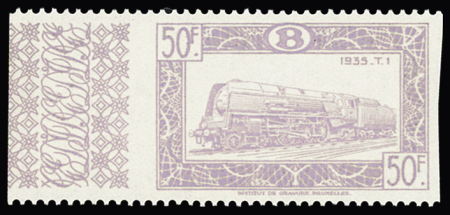 1949 Railway Stamps: 50Fr pale violet, marginal example