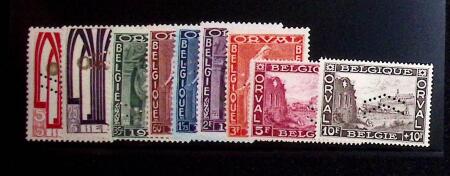 1929 Orval with rafters, the complete set of 9 values,