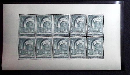 1938 Basilica of Koekelberg 5F+5F green, sheetlet