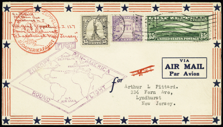 1930 Zeppelin card to Germany franked by air 65c green