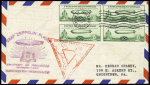 1933 Zeppelin envelope franked by 1933 50c air in block