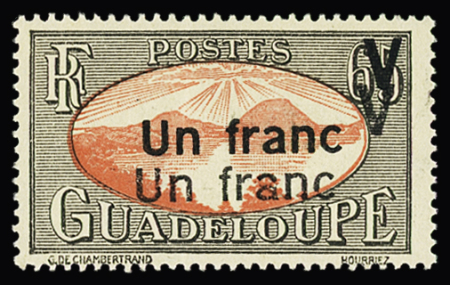 N° 168a 1f s. 65c noir et rouge, variété double
