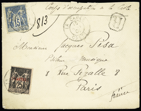 France   n°90 en mixte avec Levant n°4 OBL CAD "La