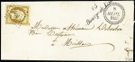 N°9, 10c bistre-jaune OBL PC 468 + cursive "85
