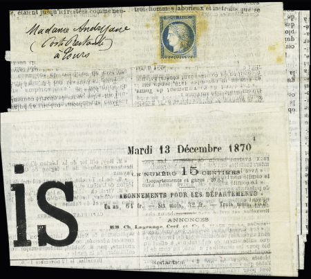 JOURNAL
   Le Gaulois n°891 du 13 dec 1870 adressé