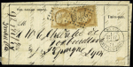 LA POSTE DE PARIS n°36,
10c bistre, 2 pièces, OBL