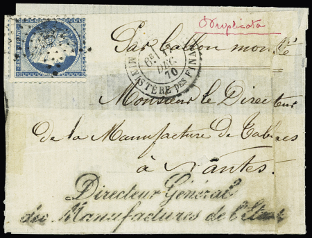 OBL   étoile 35 + CAD "Paris Ministère des Finances"